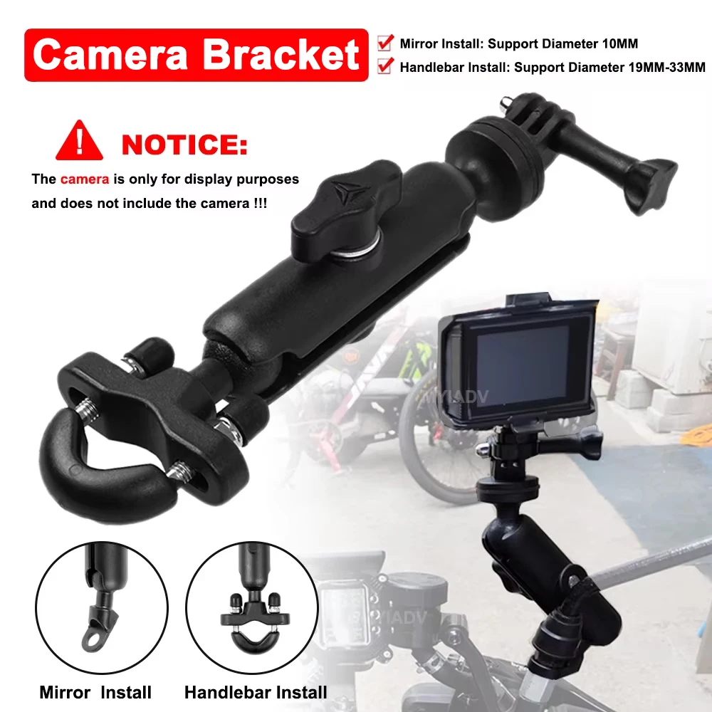Universal Motorcycle Driving Recorder Camera Bracket Holder Handlebar Mirror Mount For BMW R1250GS R1200GS ADV For VOGE DS900X