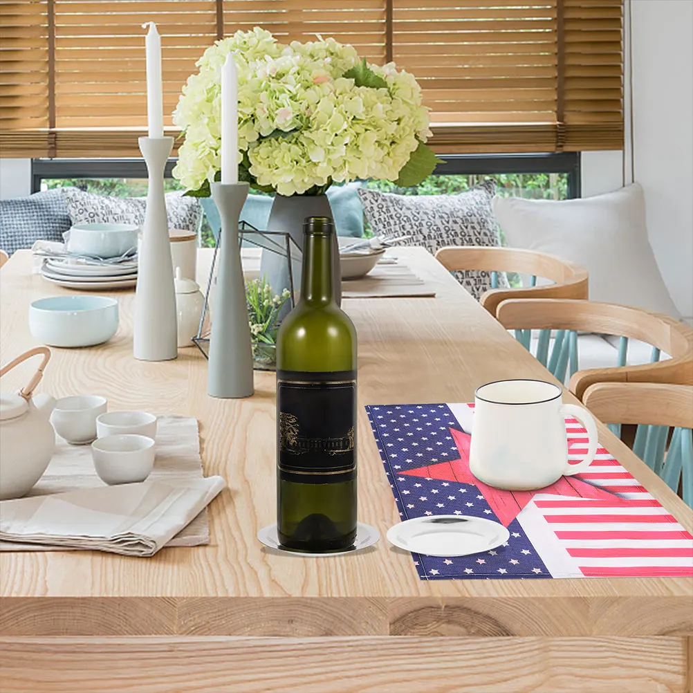 

Stainless Steel Wine Bottle Coaster Anti-Scalding Round Shape Heat Resistant Dining Table Protector for Home Kitchen Use Red