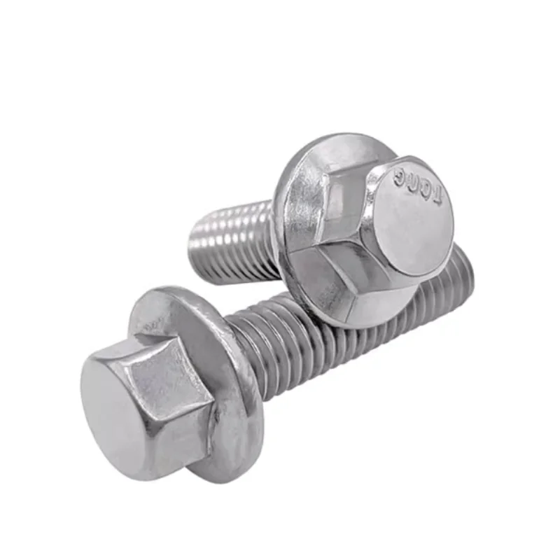 304 Stainless Steel Serrated Flange Hex Head Screws UNC Size 1/4-3/8 Anti-loose Fasteners Auto Motorcycle Replacement Parts
