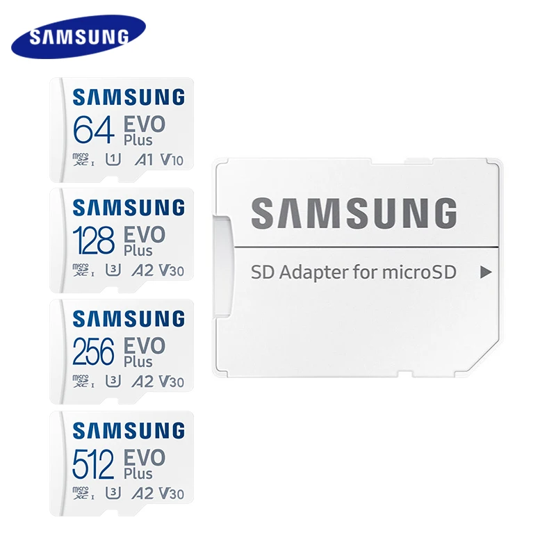 SAMSUNG EVO Plus micro SD Card with SD Adapter speed up to 160MB/s 64GB 128GB 256GB 512GB 1TB Card  A1 V10 UHS-I For Camera