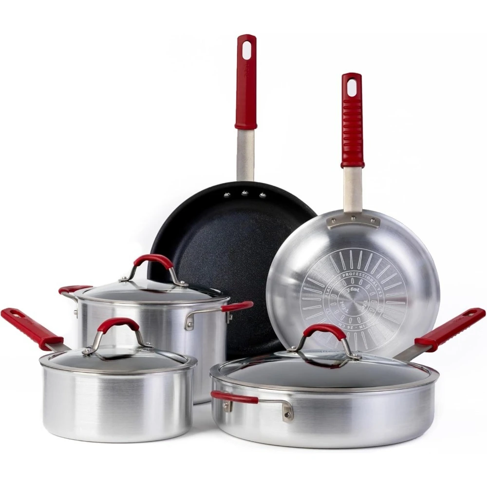 

Professional Brushed Nonstick with Stainless Steel Handle Cookware Set 8 Piece, Oven Broiler Safe 400f, Cookware, Pots