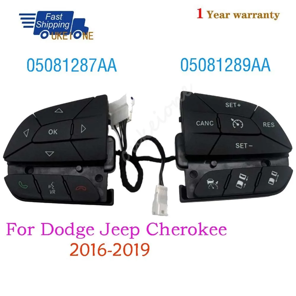 

05081287AA 05081289AA для Dodge Jeep Cherokee 2016 2017 2018 2019, автомобильный переключатель управления рулевым колесом, кнопка громкости телефона и звука
