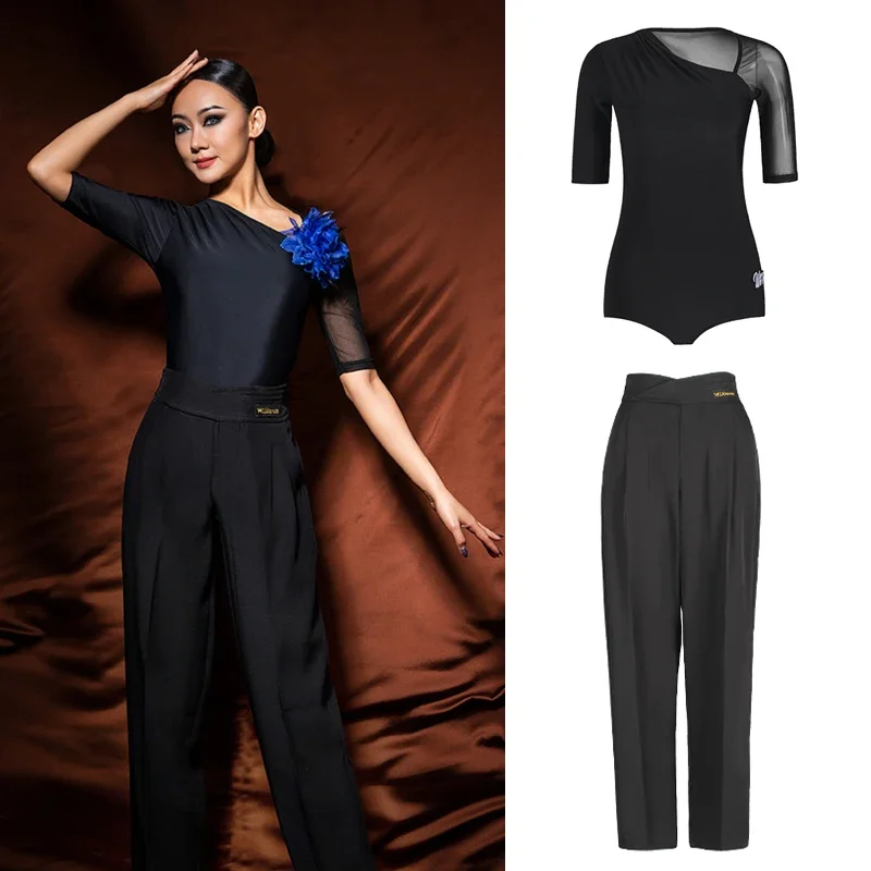 

Women'S Modern Dancing Clothes Latin Top High Waist Pants National Standard Ballroom Dance Competition Costumes SL8488 89