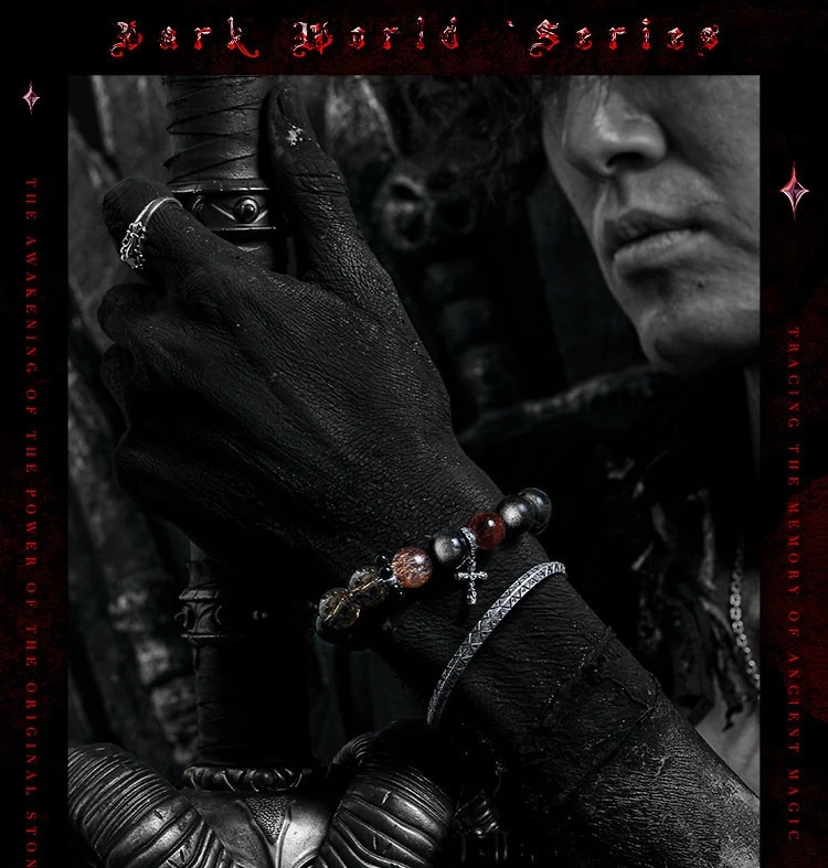 [Liaoyuan Fire] Silver Obsidian Bracelet Boys Retro Super Seven Crystal Bracelet Beads