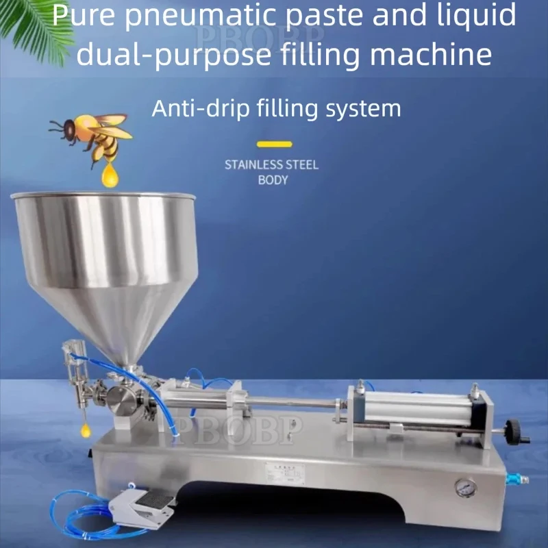 Máquina de Llenado Neumática de Escritorio PBOBP para Pasta de Tomate, Crema Cosmética, Miel, Chocolate, Mantequilla de Maní y Otros Productos Viscosos