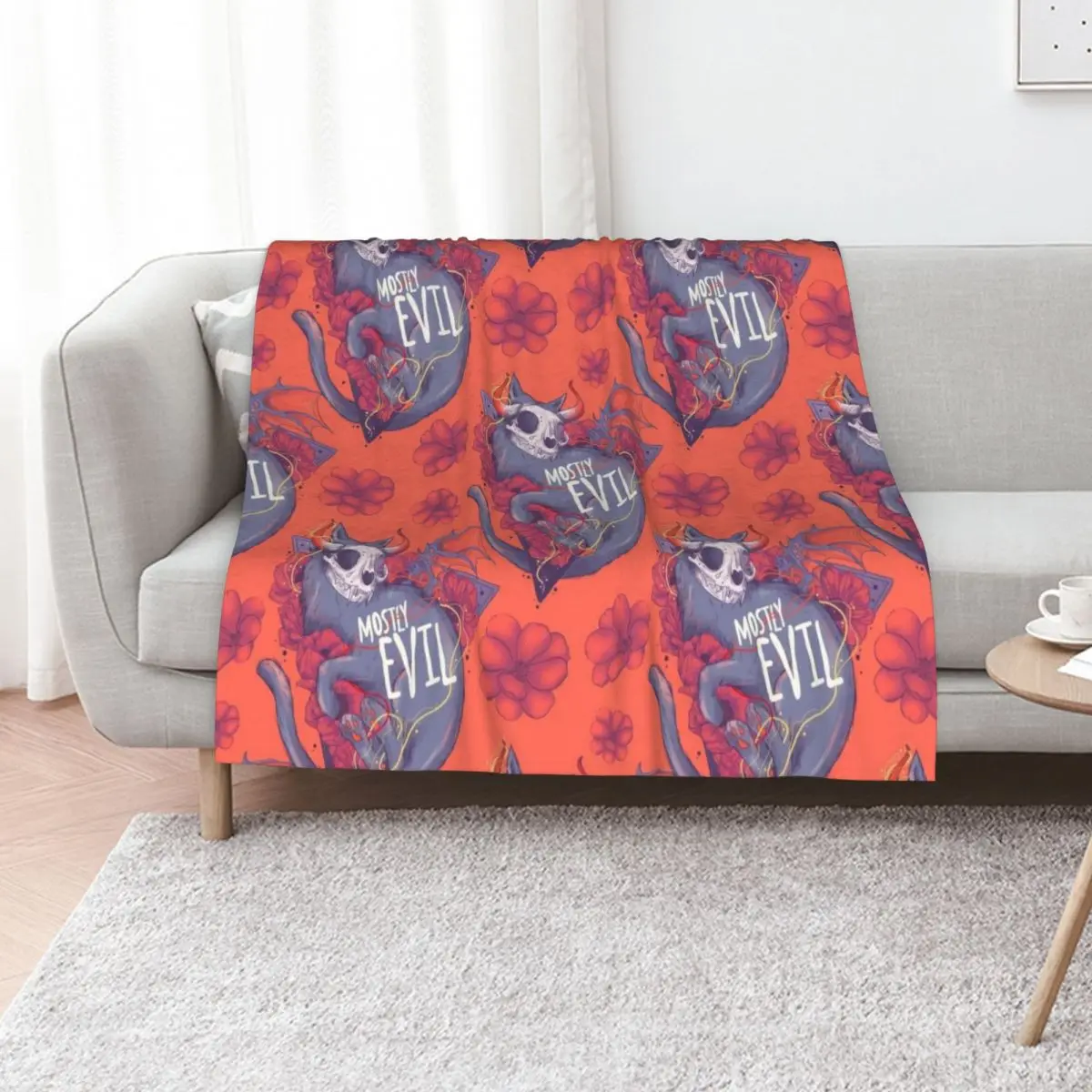 

Mostly Evil Cat Throw Blanket Nap Bed Fashionable Decoratives Flannels Blankets