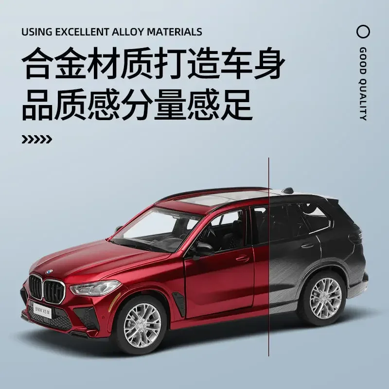 1:32 BMW X5 M High Simulation Diecast Metal Alloy Model car Pull Back Sound Light Car Children Gift Collection