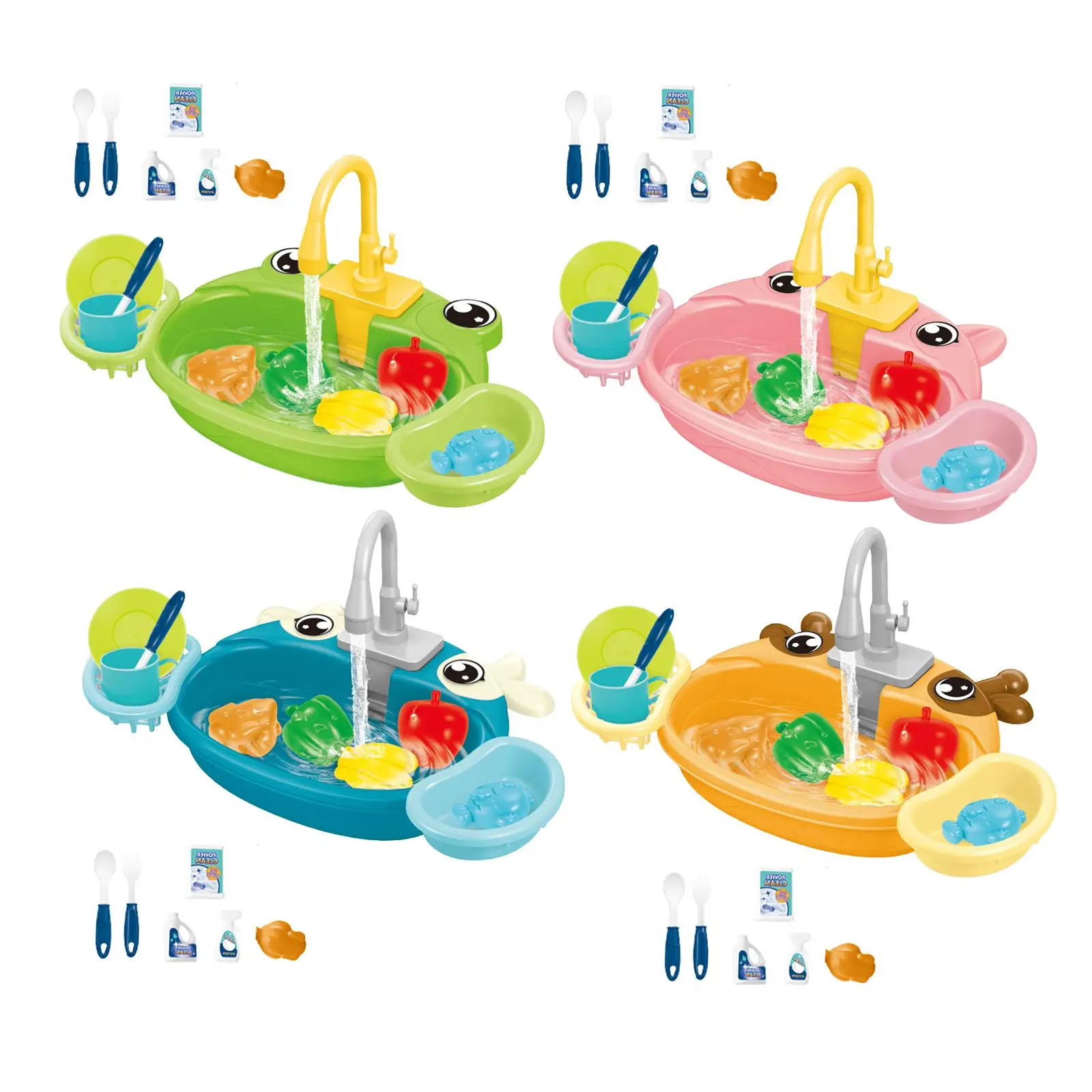 Kitchen Sink Toys with Running Water Automatic Water Cycle System Educational