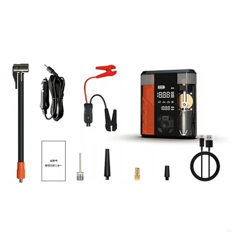

G99F Tire Inflator Portable Air Compressor,150W Cordless Car Tire Pumps, Rechargeable Battery Powered Air Compressor
