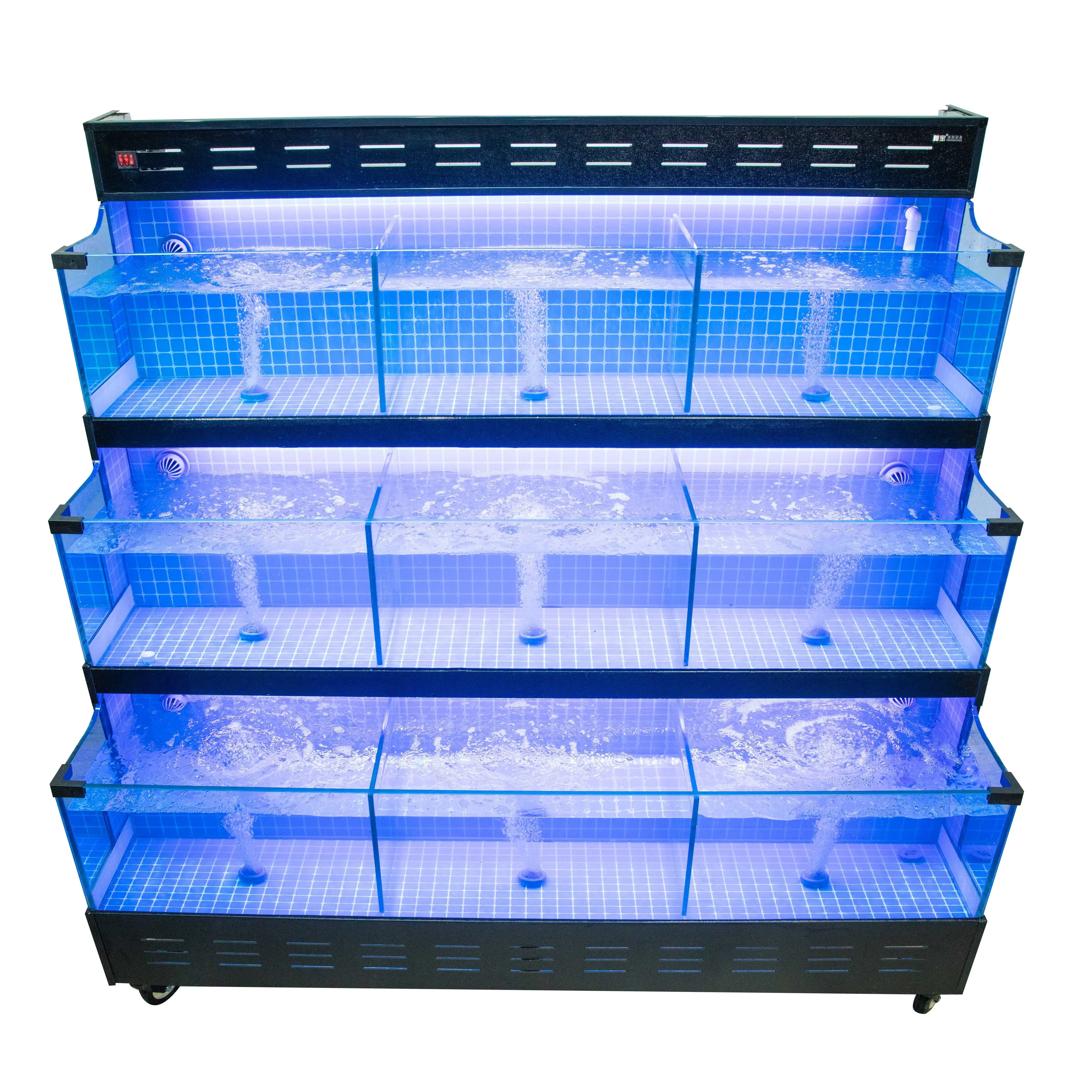 3 Layers Temperature Control Chiller Live Shrimp Lobster Shellfish Tilapia Crab Fish Tank For Supermarket Restaurant