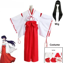 Anime Inuyasha Cos Kikyo Kimono przebranie na karnawał kostium na Halloween dla kobiet mężczyzn dziewczyny pełny zestaw ubranka na prezent