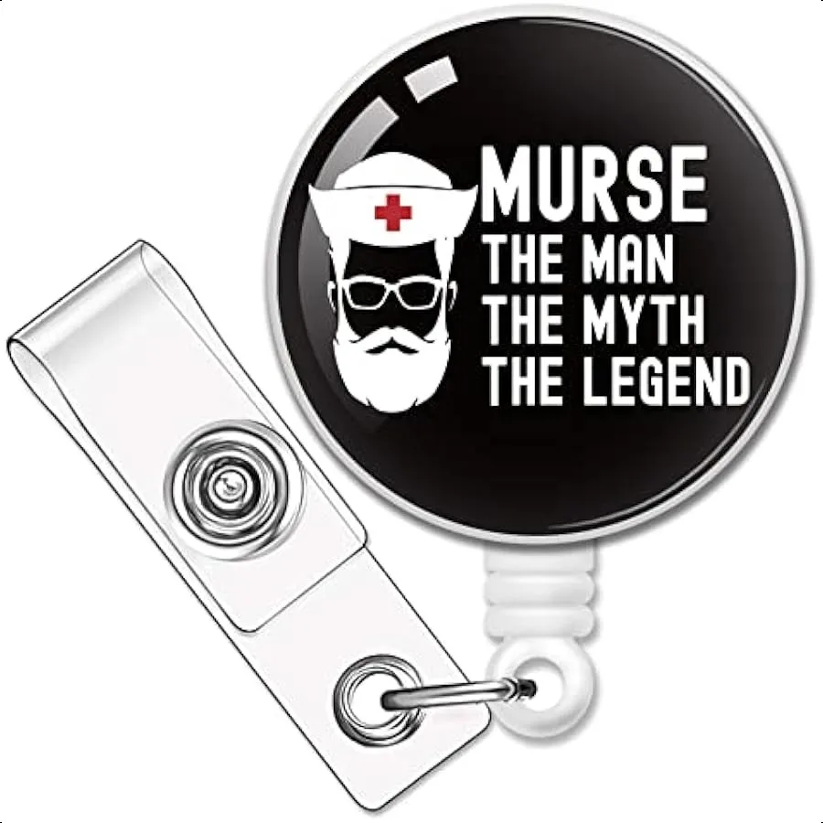 

Выдвижная катушка для значка Murse The Man The Myth The Legend с зажимом «крокодил», забавный держатель для бейджа для удостоверения личности, подарок для мужчин, медицинский