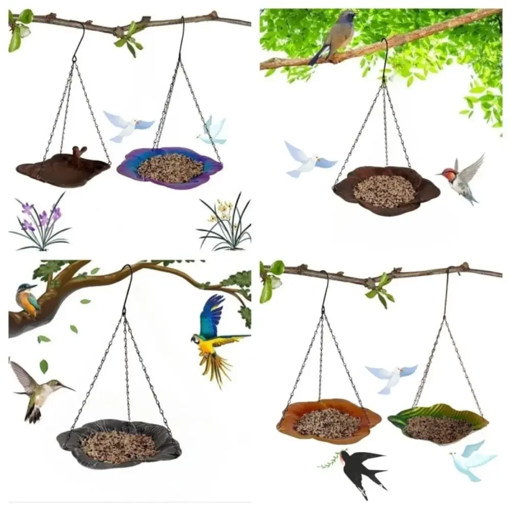 Wrought Iron Metal Bird Feeder Convenient Large Capacity Bird Hanging Food Dispenser Durable Balanced Bird Water Bowl Drinking