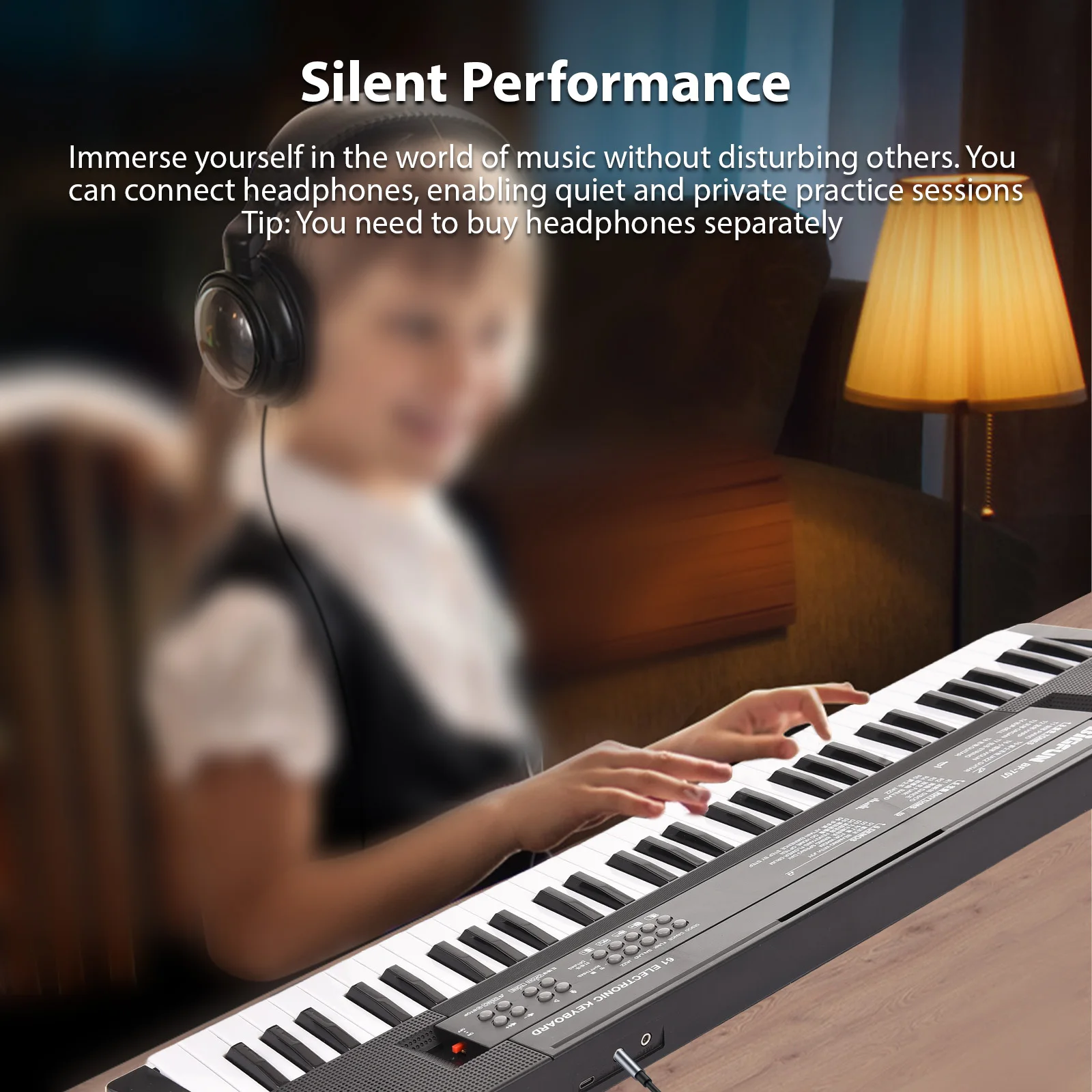 BIGFUN 61 Key Electronic Keyboard Piano Dual Speakers 8 Tones 5 Rhythms 6 Demos with Microphone Portable Keyboard for Beginners