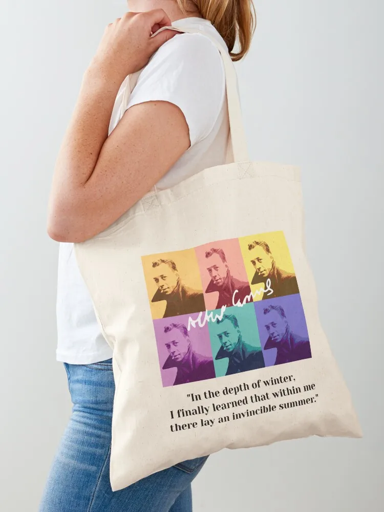 Philosopher Albert Camus quotes pop art Tote Bag cute tote bag Women's shopping bag Lady bags Canvas Tote