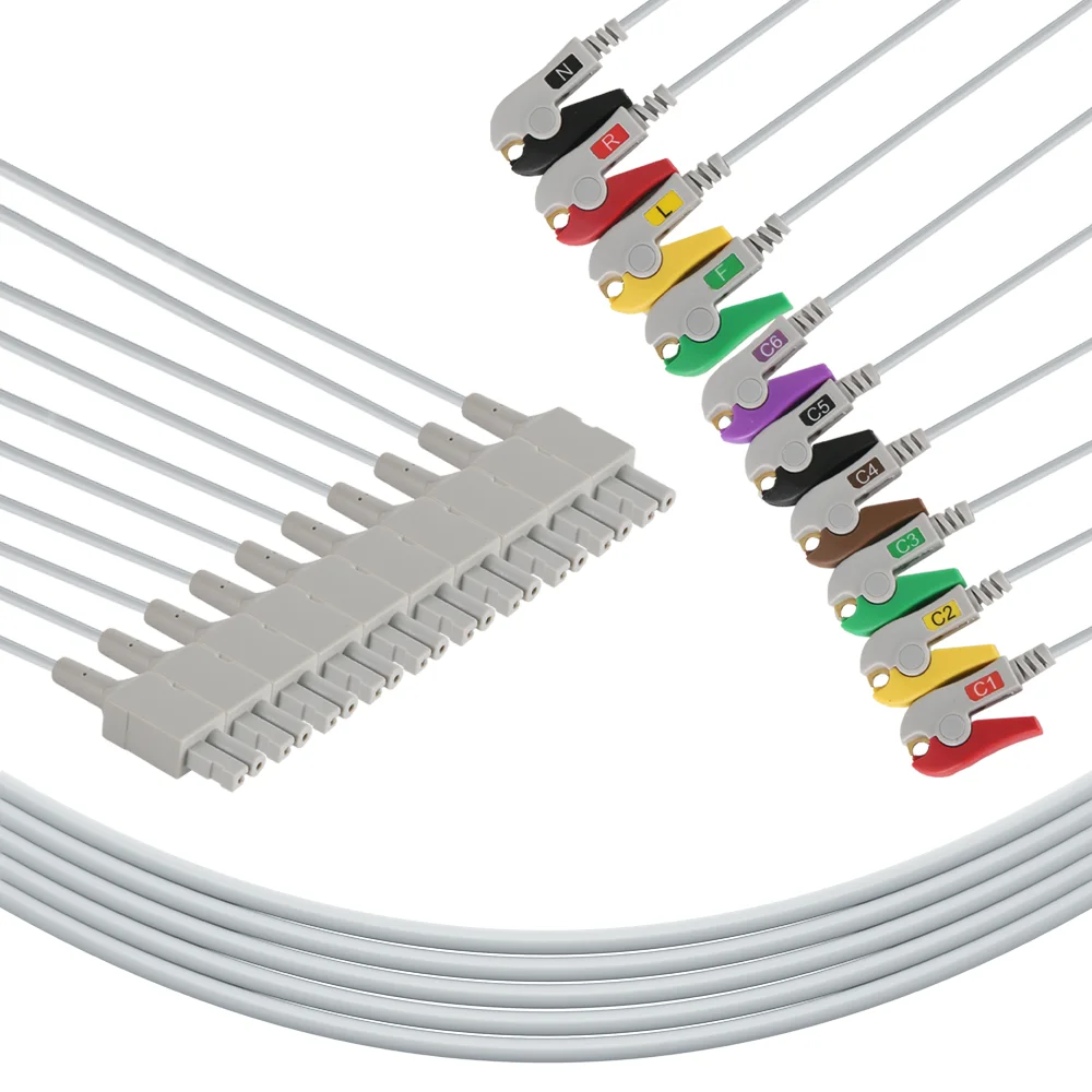 

Factory Supply Compatible for Medical EKG Leadwire IEC 10 Leads Clip Ecg Cable