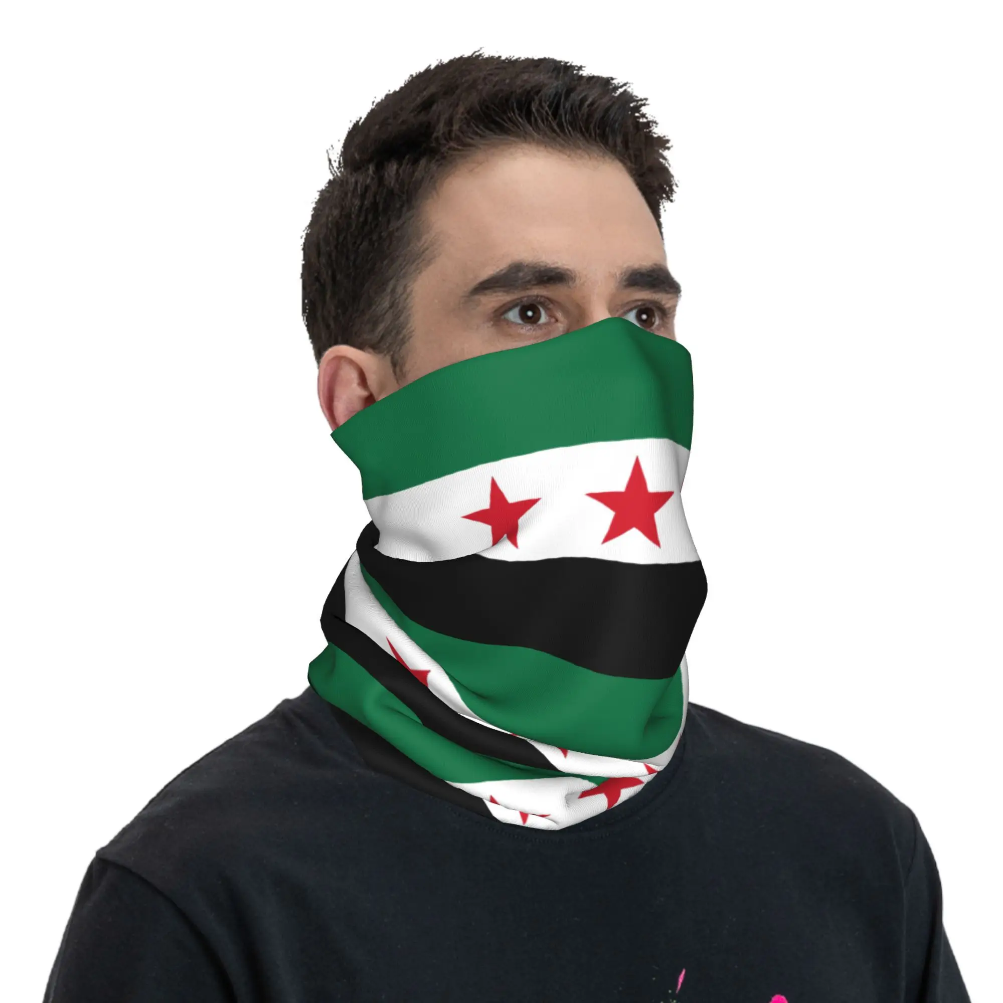 Bandera de Asiria siríaca personalizada, diadema de invierno para el cuello, Siria, mujeres, hombres, esquí, correr, bufanda de tubo, bandera de tres estrellas, Bandana para la cara, polaina