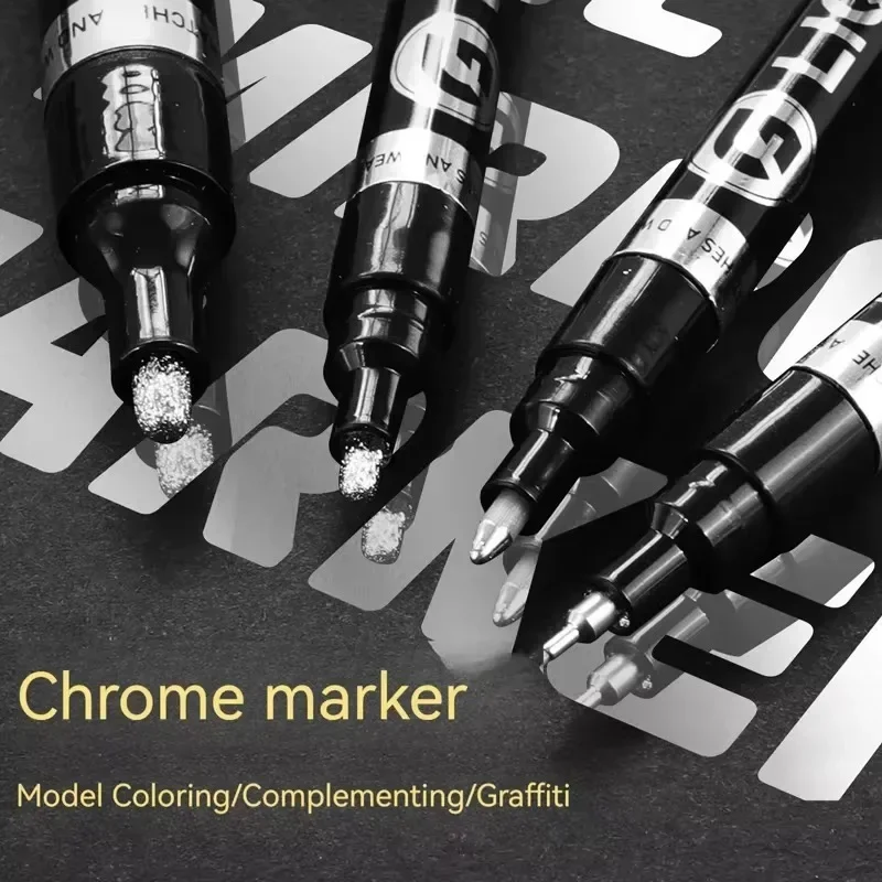 Chrome Mirror Electroplating Marker 0.7/1.0/2.0/3.0mm Paintbrush Silver Gold Yellow Red For Hand Coloring Graffiti Paintbrush image 2