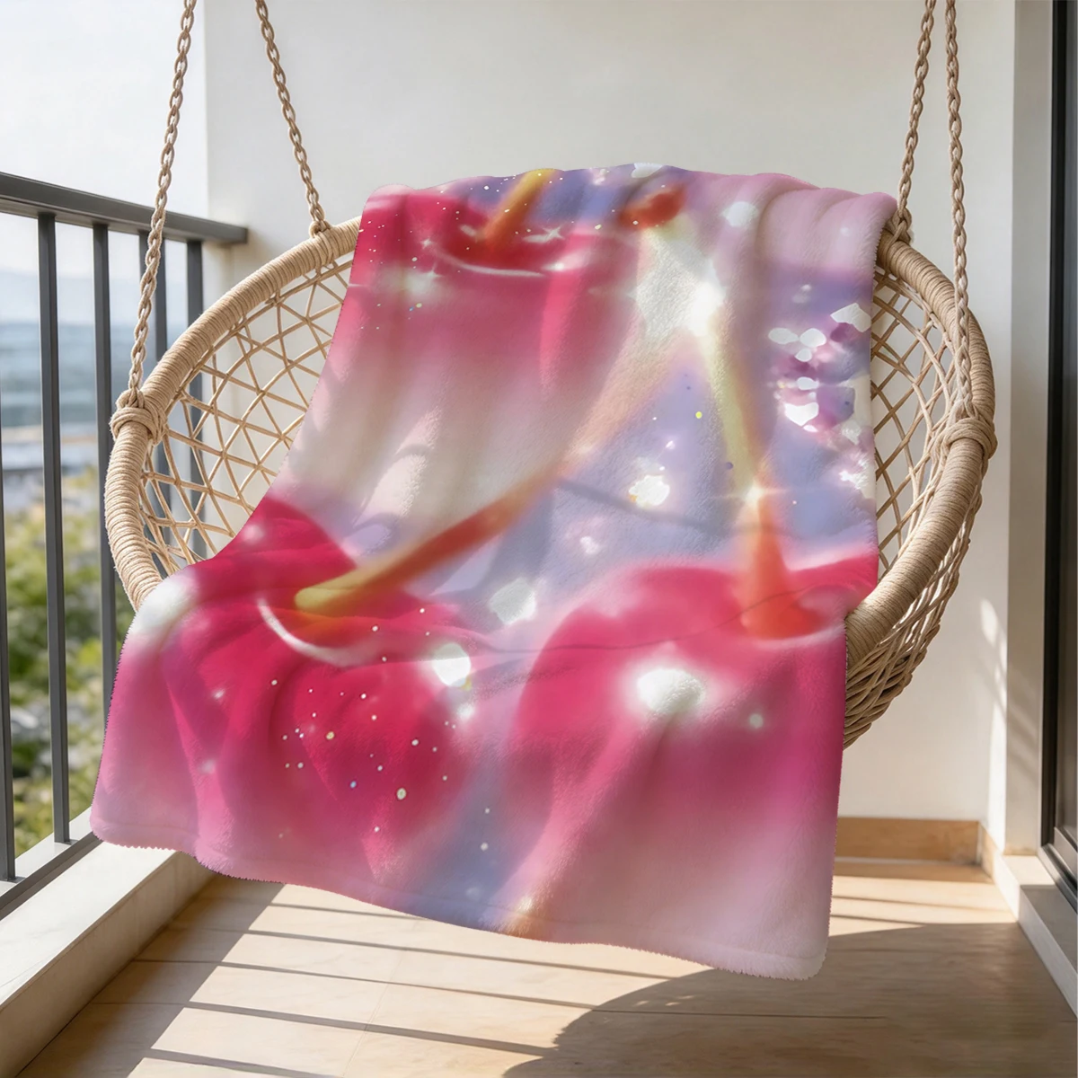 Sparkling Cherry Flannel Blanket Warm Soft Halloween Christmas Couch Warm Cozy Decorative Decor Gift for All Season