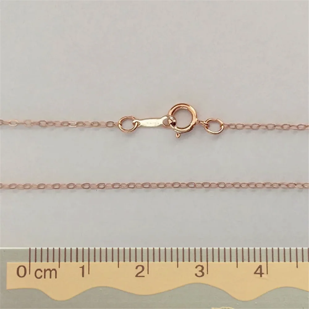 14K Rose Gold Filled Hammered Flat Cable Chain Necklace w/ Spring Clasp 1.3mm 18 inches