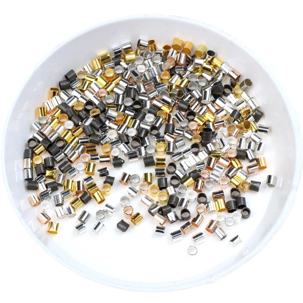 500/1000/2000PCS/LOT Copper Tube 2mm Crimp End Beads Plated Mixed 5 Colors DIY Earrings Bracelet Choker Necklace Jewelry Making