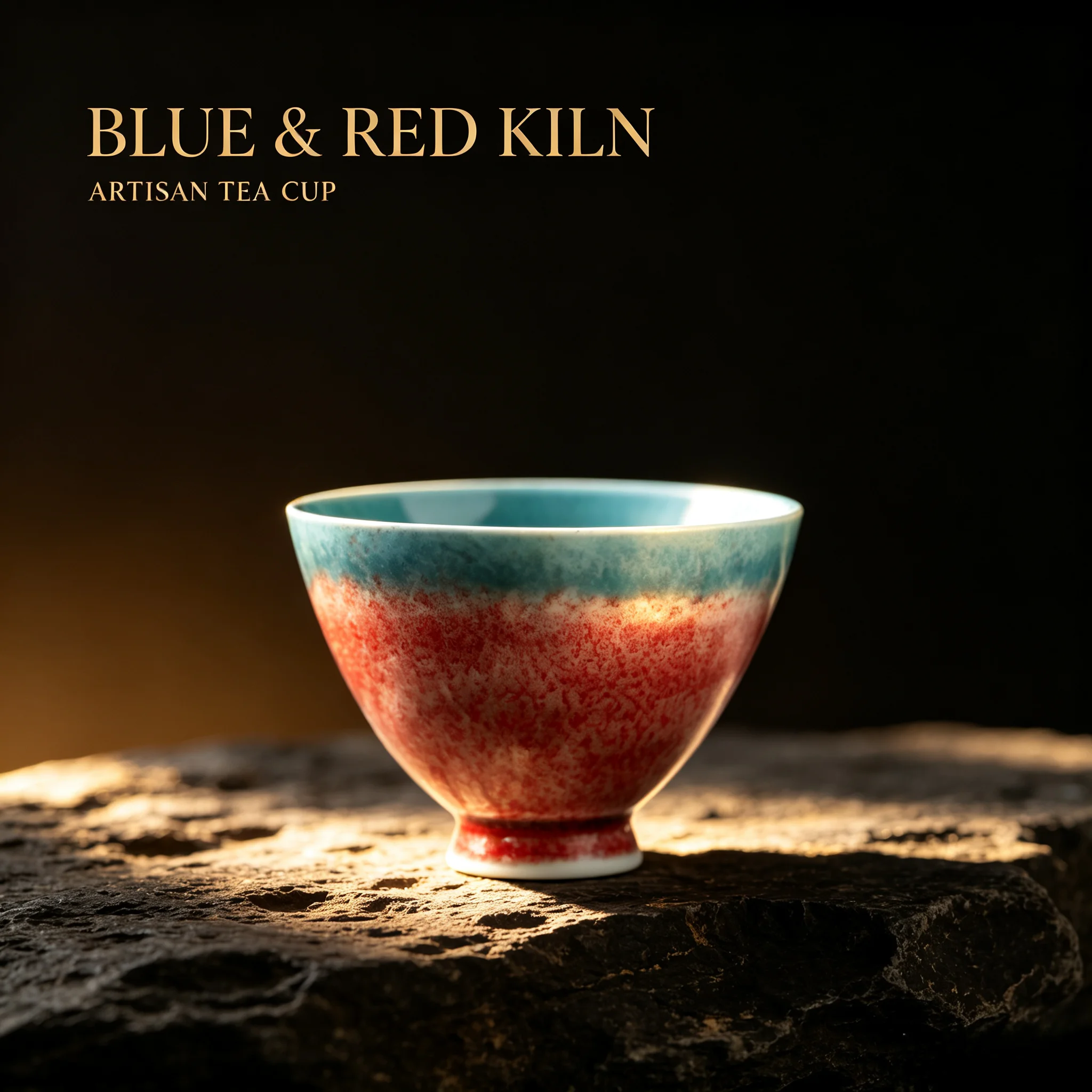 Jingdezhen‑fired Kiln‑change Master Cup Red‑Blue Hues Hand‑crafted Ceramic Kung‑fu Tea Ware Personal Tasting Cup Holiday Gift
