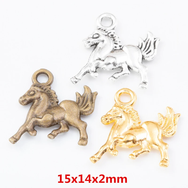 120pcs 15*14MM Ancient Copper Metal Zinc Alloy Japanese And Korean Light Luxury Simple Fashion Galloping Steed Pendant. Girl Gif