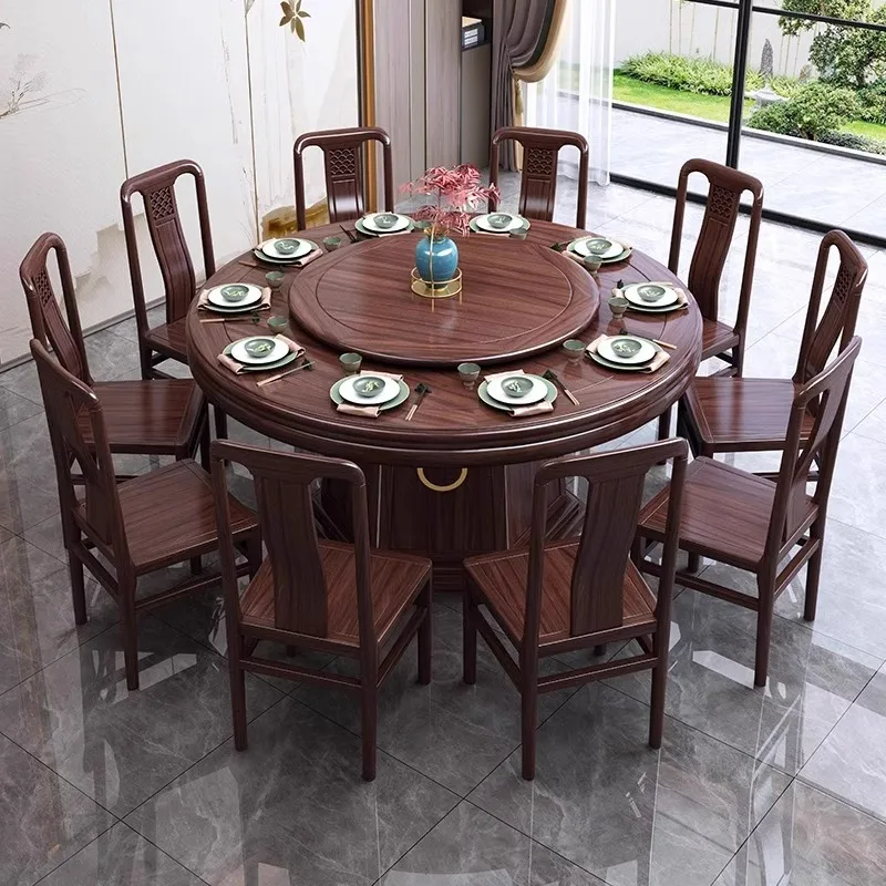 Ebony all solid wood atmosphere small household round dining table