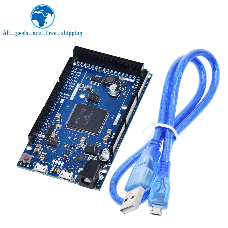 

Официальная совместимая плата DUE R3 SAM3X8E 32-битная ARM Cortex-M3/ Mega2560 R3 Duemilanove 2013 для Arduino Due Board с кабелем