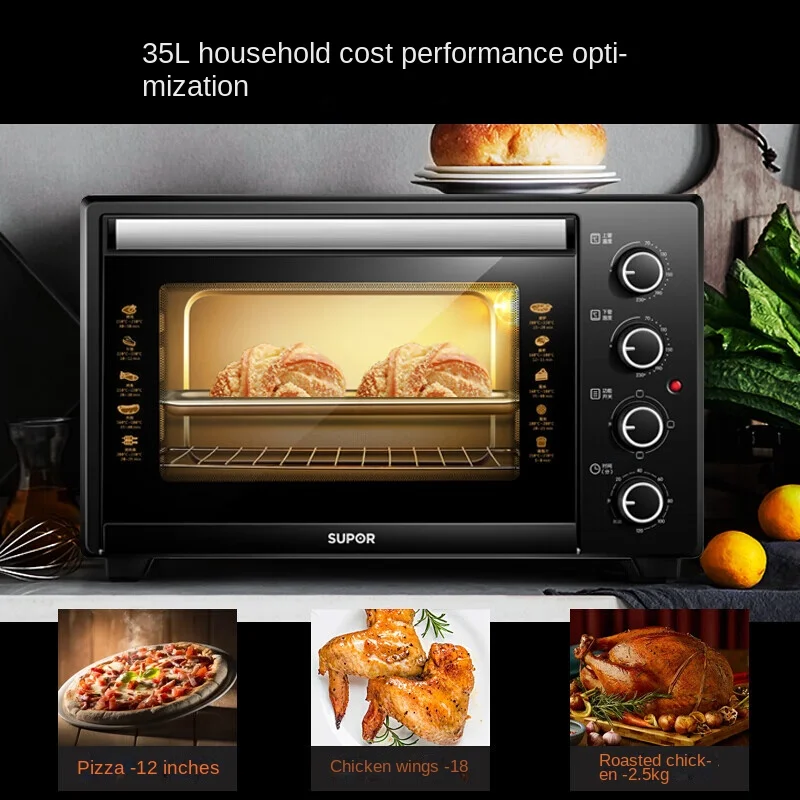 SUPER Electric Oven Household Electric Oven 35L Professional Baking Independent Temperature Control for Upper and Lower Pipes