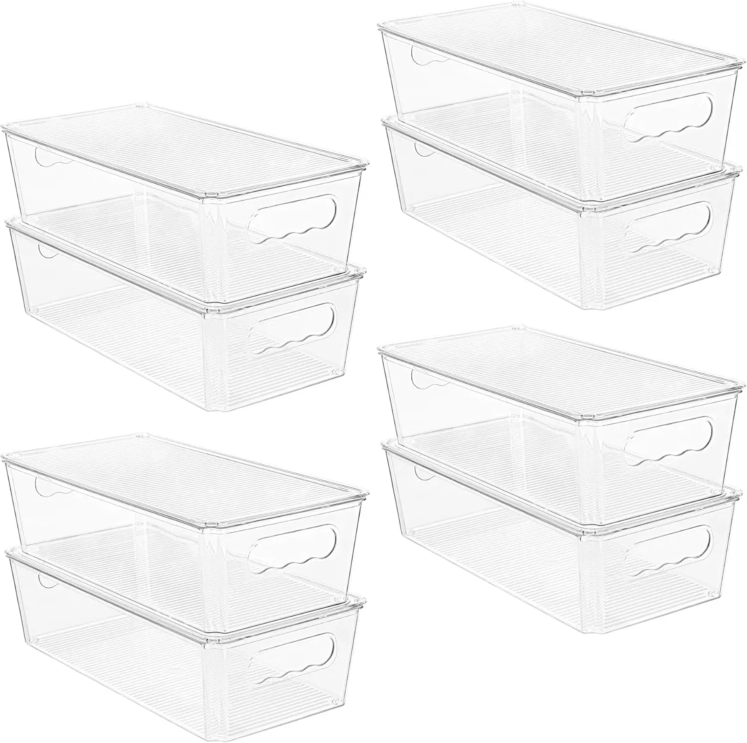 

8pcs Clear Organizers and Storage Bins with Lids, Stackable Plastic Storage Containers with Handles for Fridge, Freezer, Pant