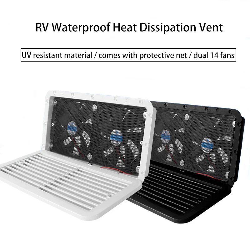 12V Caravan Ventilation Fan Double Window Side Mounted Silent Ventilation Fan Refrigerator Dual Window Ventilation Fan