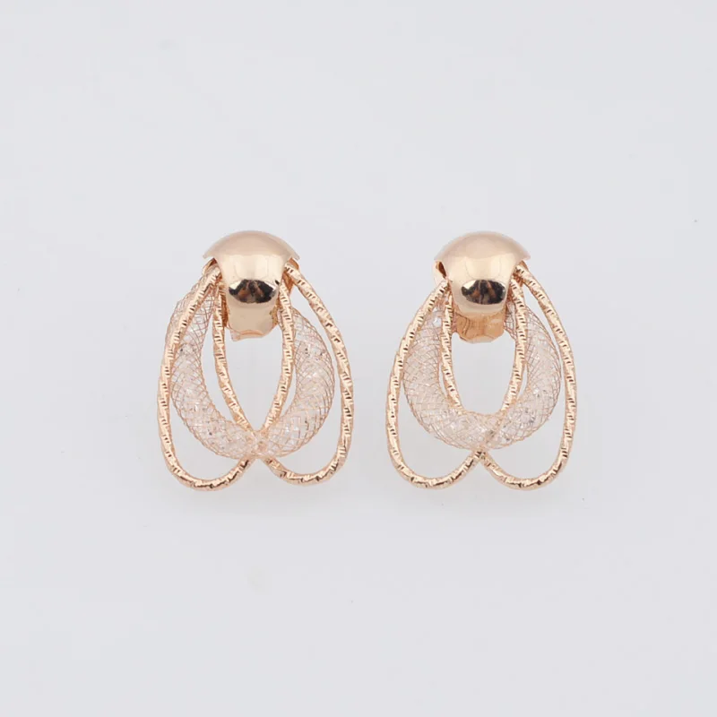 Double Horse Eyes Dangle Earrings for Women Hollow Net Water Drop Exaggerated Crystal Punk Personality Female Ear Decoration