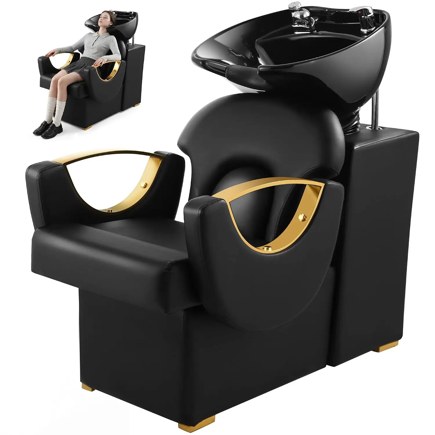 Salon Backwash Shampoo Chair & Bowl Set for Hair Washing, Customized