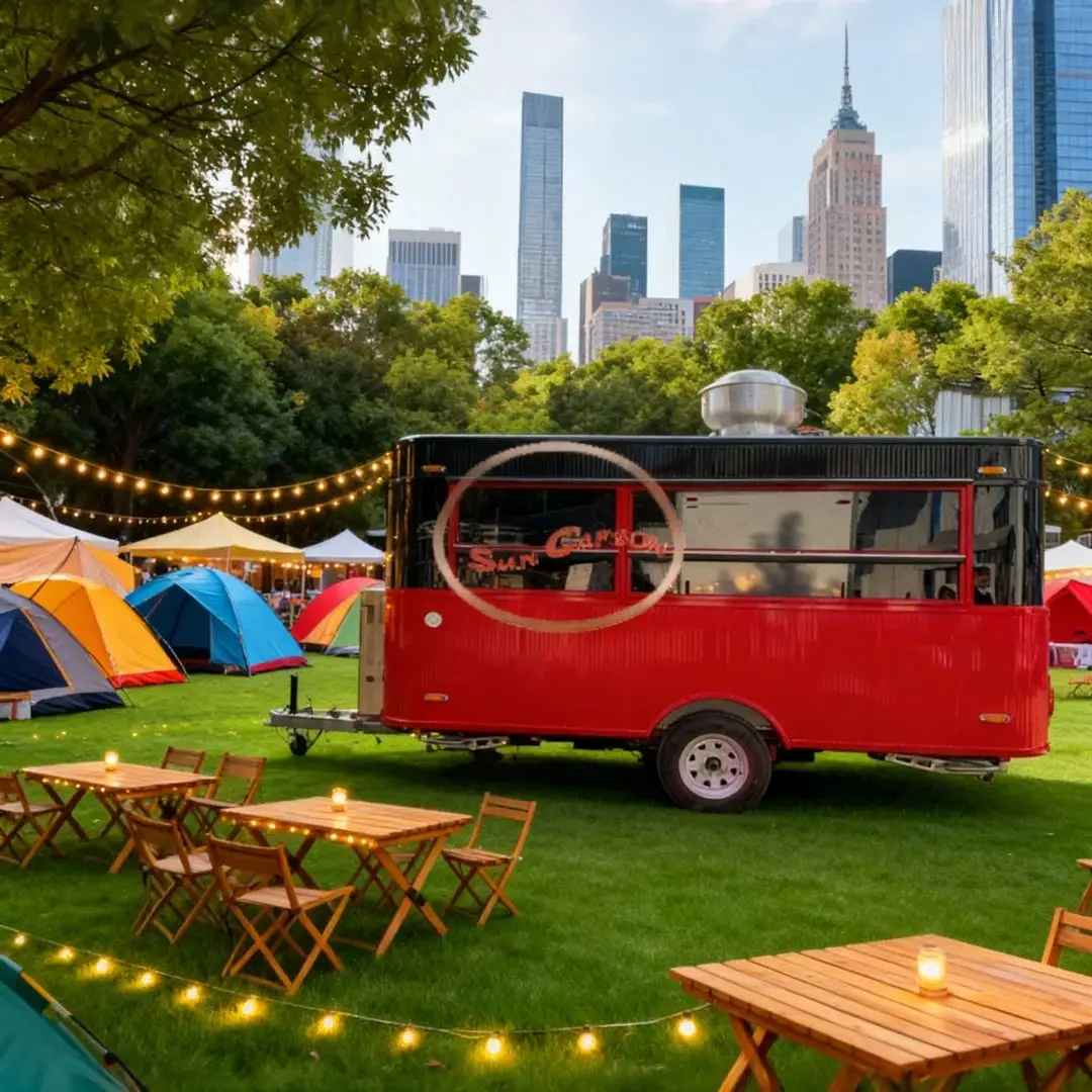 SHIN Carson Red/Black Mobile Food Trailer Commercial Street Food Truck Catering Trailer with Double Wheels for Business