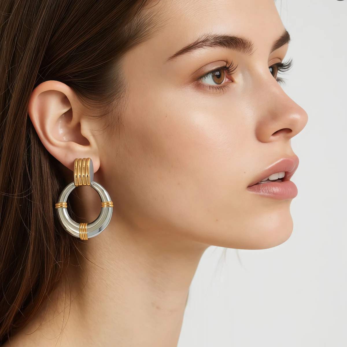 

Double Hoop Stainless steel Stud Earrings Minimalist Multi Knot Hoop Earrings Classic Gold Color Jewelry Perfect Gift For Her