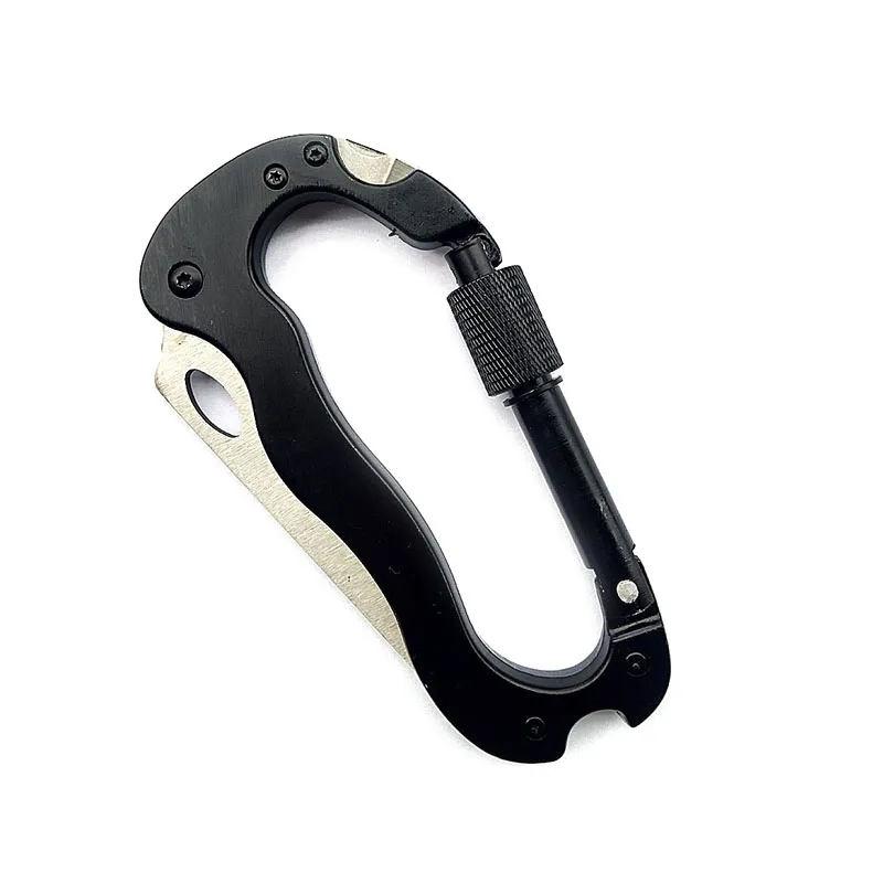 Multifunctional Self Defense Tools Climbing Carabiner Security Hook Gear Buckle Outdoor Safety defensa personal Tactical Knife