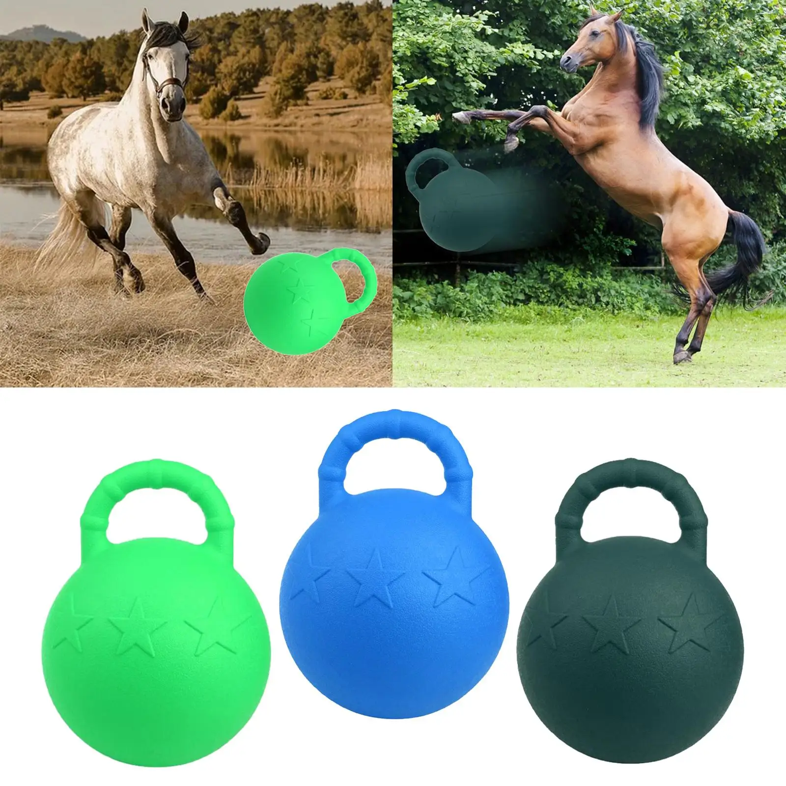 Equine Chew Ball Anti-burst Horse Bouncy Soccer Ball Herding with Handle