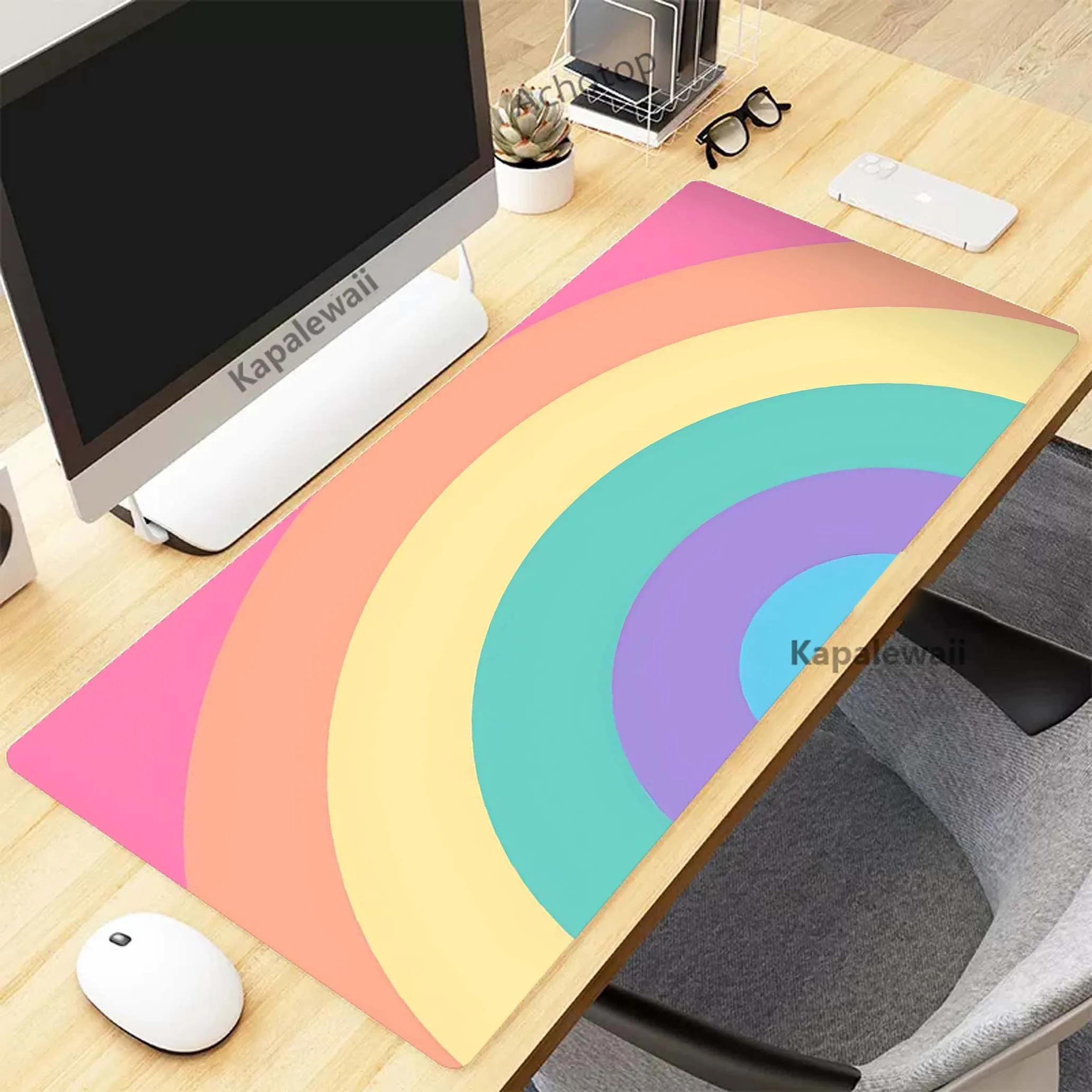 Colours Kawaii Rainbow Gaming Mouse Pad Large Mouse Mat Laptop Mouse Carpet Game Carpet Keyboard Pads Gamer Desk Mat 90x40cm