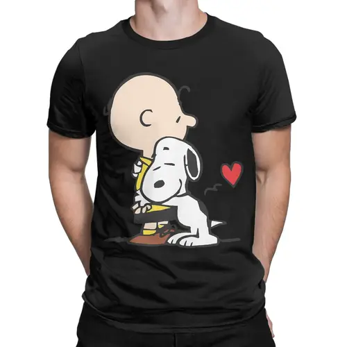 Imagen 2 del producto Camiseta novedosa con dibujos animados de Snoopy para hombre, camiseta de algodón con cuello redondo, camisetas de manga corta, Idea de regalo, ropa