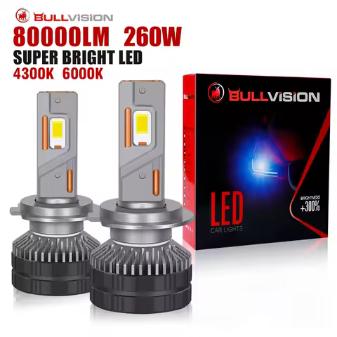 Dualvision 260W H7 Canbus Led 6000K 4300K Car Headlight Bulb H4 H11 H1 HB3 9005 HB4 H8 HIR2 9012 Bi LED Tube Led Motorcycle Led