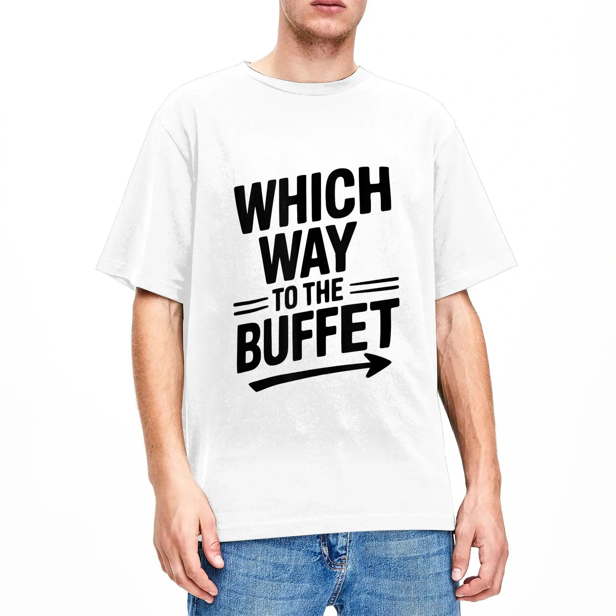 Men T-Shirt Which Way to the Buffet Funny Food Lover T-Shirts Hip Hop  Summer Tee Shirt Streetwear Cotton Tops Gift