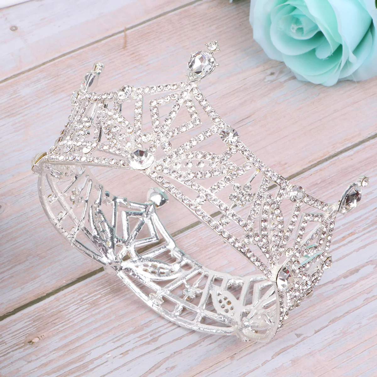 

Retro Rhinestone Large Round Alloy Bridal Headwear For Wedding Bride Women Elegant Lightweight Noble Accessory Hair