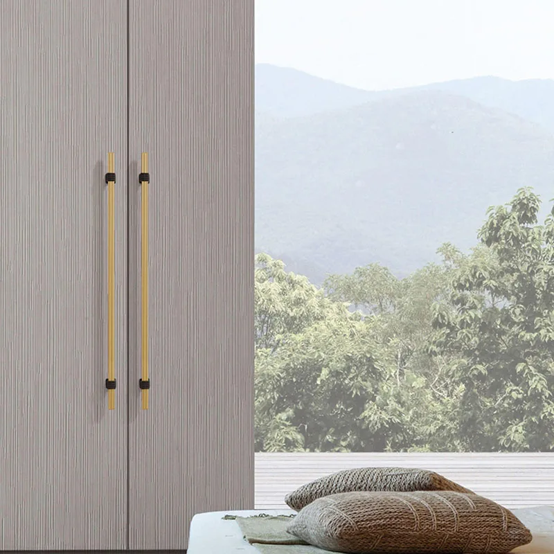 New  Knurled Aluminum Wardrobe Handles Drawer Dresser Cupboard Cabinet Pull Bar Furniture Door Bar Handle Long Handle Gold Gray