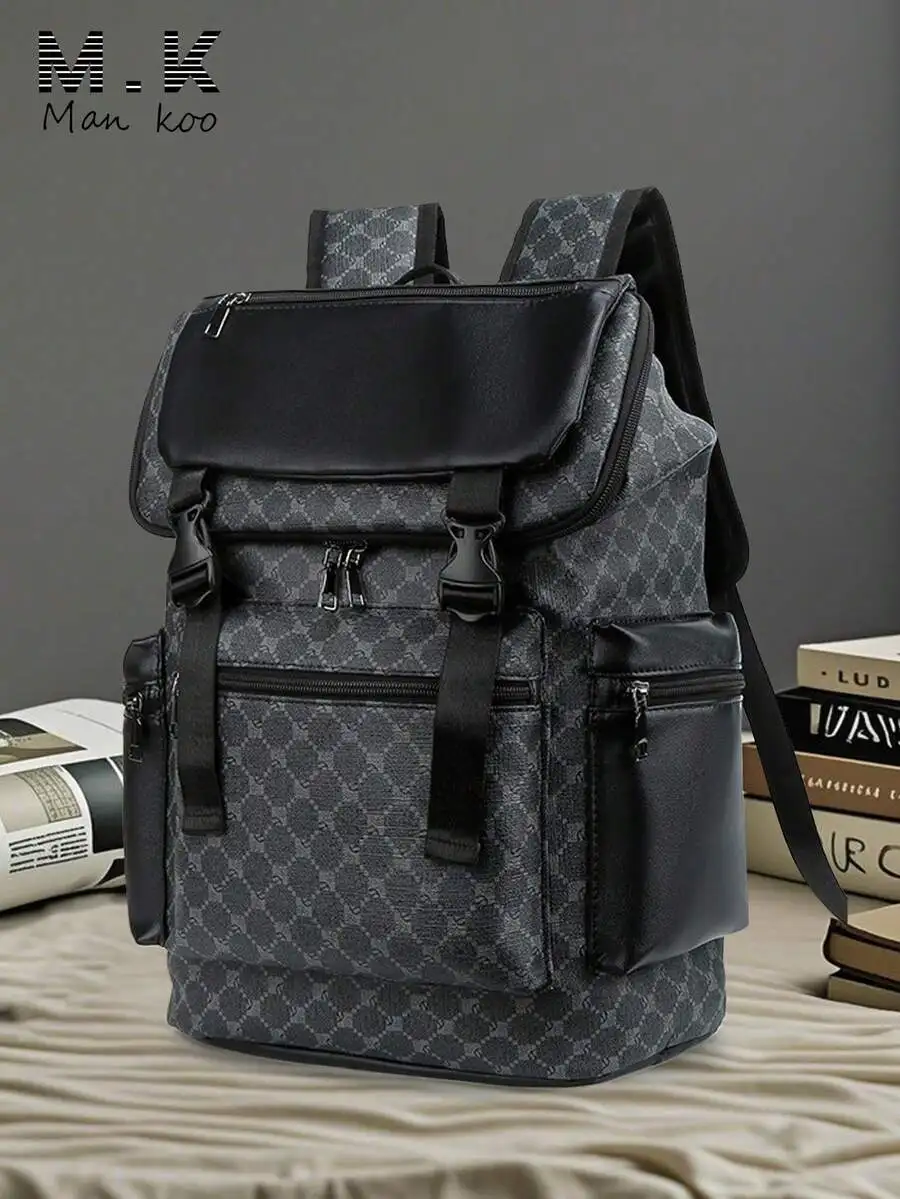 Men's Vintage PU Fashion Flap Backpack, Large Capacity Rucksack With Laptop Sleeve, Scratch-Resistant Durable Bag For School Col