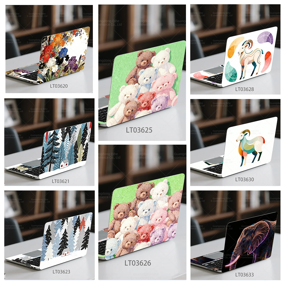 

2 листа самоклеящихся наклеек из ПВХ для блокнотов, зимний лес с милыми животными и яркими цветами, водонепроницаемые, устойчивые к царапинам