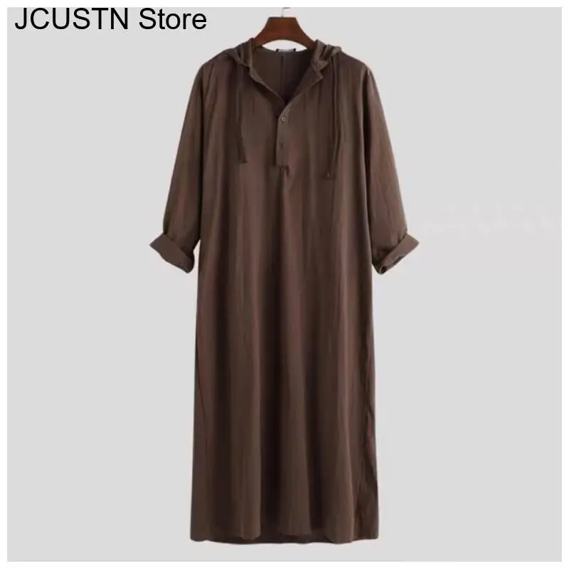 Männer Baumwolle Muslimischen Robe Saudi-Arabien Juba Islamischen Kafatan Mit Kapuze Lose Robe Hemd Taste Tasche Robe Arabisch Tuch Bigsize 3Xl 4Xl