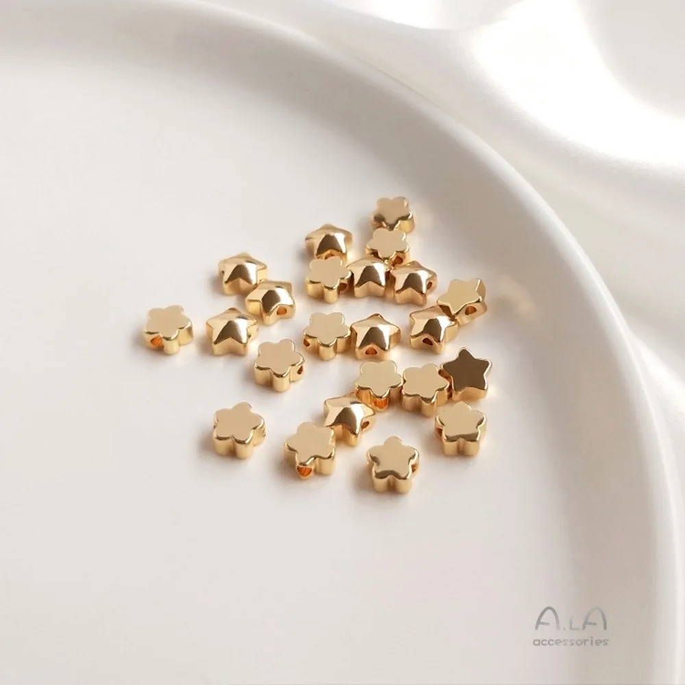 النحاس 14K الذهب اللون ستار حبة فاصل زهرة سوار مع الذهب حبة فاصل DIY الأذن مجوهرات الاكسسوارات اليدوية #4