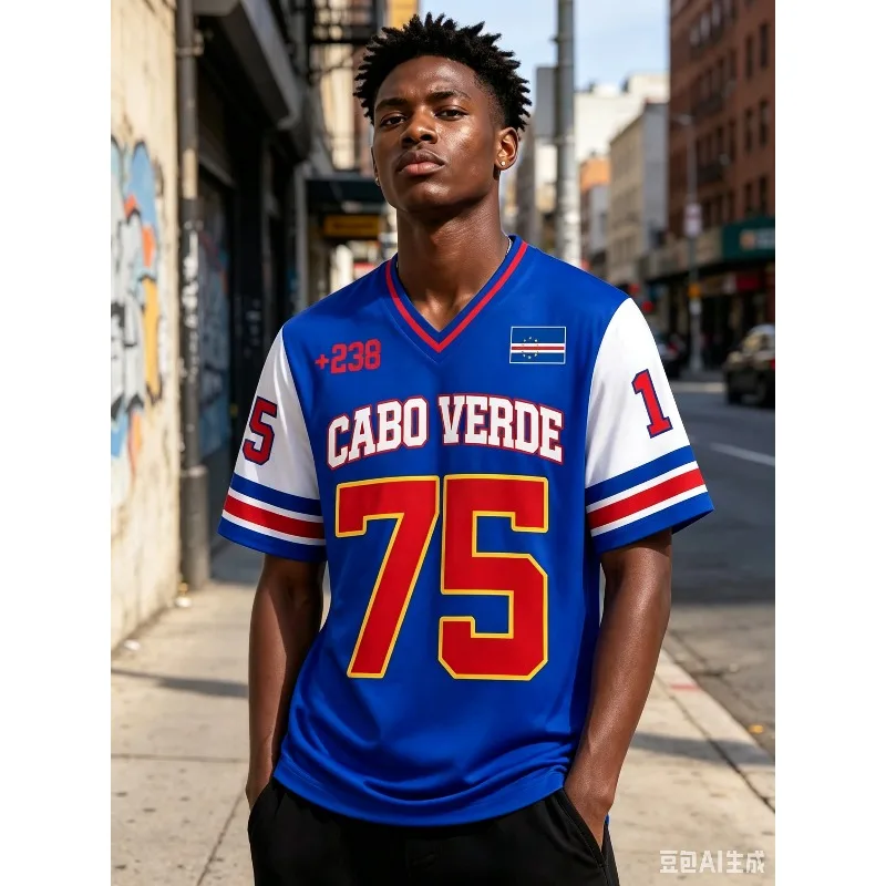 2026 Men's Breathable Summer Sportswear Cape Verde Short-Sleeve V-Neck T-Shirt Casual Holiday T-Shirt Fashion New Arrival Tee