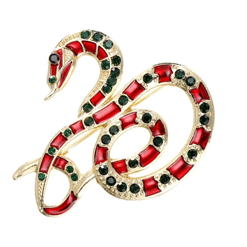 Enamel Snake Brooch Silk Scarf Pin Wisdoms Fortune Badge For Chinese Festival Formal Suit Brooch Decorative Jewelry Gift